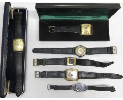 Smiths gold plated wristwatch, signed silvered sunburst dial, Arabic and baton indices, centre seconds, stainless steel snap 