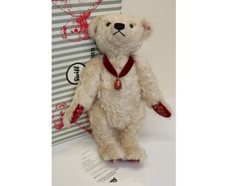 Steiff Danbury Mint teddy bear 'Nicholas, the Faberge Inspired Bear', cream mohair, H35cm, limited edition of 1917, with box 