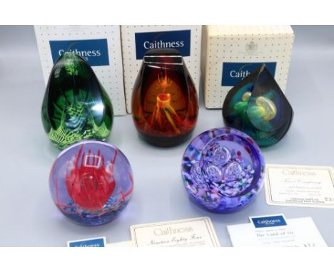 Collection of Caithness glass limited edition paperweights, comprising Two's Company, The Land of Oz, Nineteen Eighty Four, C