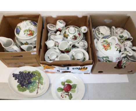 Large collection of Portmeirion Pomona ceramics incl. teapot, soup tureen, cheese dome, cups and saucers, jugs, etc. and a Po