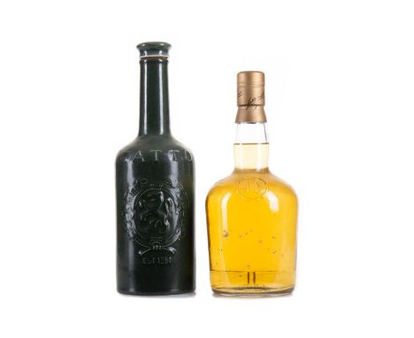 CATTO'S CERAMIC DECANTER AND J&B CLASSICBlended whiskies.This interesting lot contains a rare ceramic dectanter from Catto's 