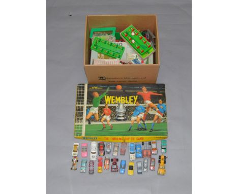 A mixed lot of vintage toys including Timpo soldiers, Subbuteo etc