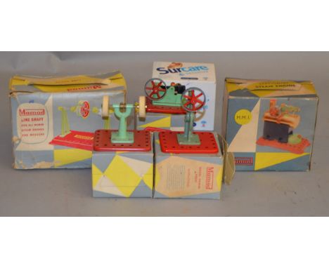 A collection of boxed Mamod miniature models and accessories including a Stationary Steam Engine M.M. 1.