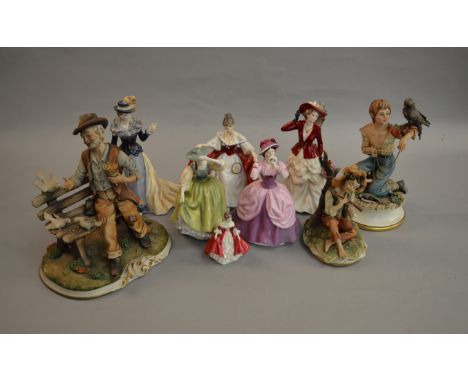 6 Royal Doulton and Royal Worcester ladies figures together with 3 Capodimonte examples (9)