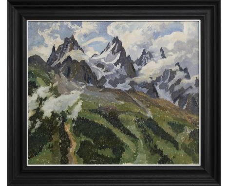 * FRANCIS WYNNE THOMAS (BRITISH 1907 - 1989), ALPINE LANDSCAPE oil on canvas, signed image size 50cm x 60cm, overall size 64c