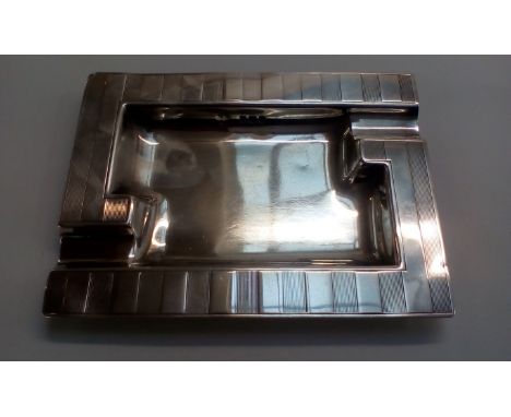 Art Deco Silver Engine Turned Ashtray, London, 1937, Goldsmith & Silversmith Co, 84 grams
