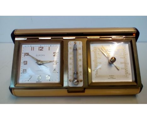 Vintage Europa Seven Jewel  travel clock/barometer 