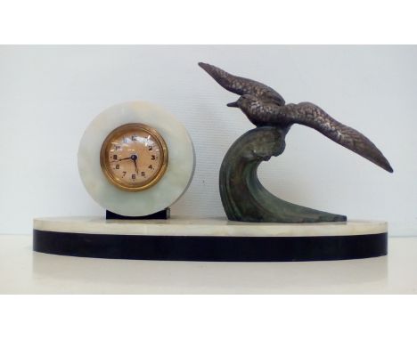 Art Deco Style Marble Clock 12cm height