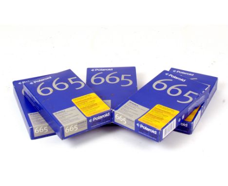 5 Boxes of Polaroid 665 Instant Black &amp; White Film. 3 1/4 x 4 1/4 inches. All dated 03/07. Storage conditions unknown.