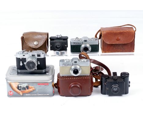 Black Merlin in Case with Instructions &amp; Other Sub Miniature Cameras. To include 2x Microma I (neither firing), Sida, and
