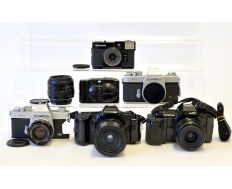 Olympus Cameras &amp; Lenses. To include Olympus FTL with Zuiko 50mm f1.8, Olympus FTL body, Olympus101 with 35-105mm and unc