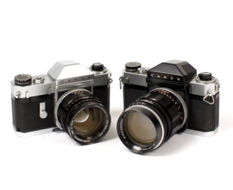 A Pair of Canonflex Cameras with Fast Prime Lenses. Canonflex RP (not firing) with Super Canomatic 58mm f1.2 R standard lens 