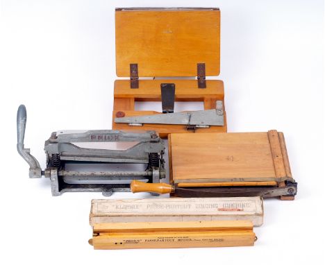 An unusual Priox Deckle-Edge Print Trimmer, Plus Other Trimmers. (Bob White collection).