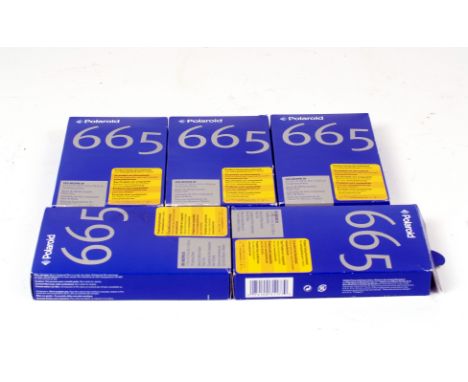 5 Boxes of Polaroid 665 Instant Black &amp; White Film. 3 1/4 x 4 1/4 inches. Dated 03/07 (one dated 11/05). Storage conditio