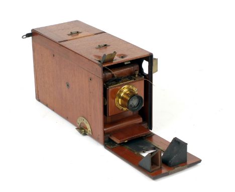 DESCRIPTION CHANGE. Archer &amp; Sons Tourist Hand Camera. Circa 1900. Has been stripped of the standard covering and wood po