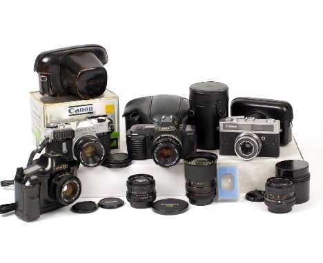 Canon T90 &amp; Other Canon Items. To include T90 with 50mm f1.8 (condition 5F) Canonflex RM with 50mm f1.8 R lens, Canonet J