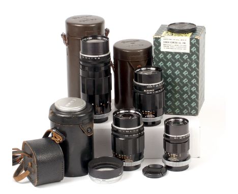 Group of Canon Super Canomatic R Lenses. Comprising pre-set 135mm f3.5 #10371 (condition 5F); fast 135mm f2.5 R #18081 (condi