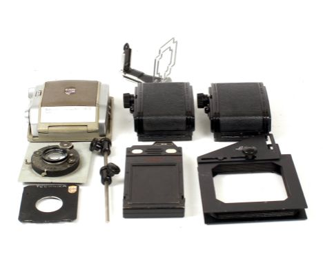 A Quantity of Linhof &amp; Other Accessories. To include a Super Rollex 56x72 film back, 2 Graflex 6x9 roll film backs, bello