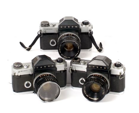 Three Canon R2000 Cameras. Three with Super Canomatic 50mm f1.8 R lenses (cameras and lenses condition 5F).