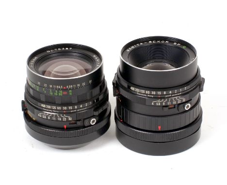 Mamiya RB67 Wide &amp; Portrait Lenses. Comprising a 65mm f4.5 #75387 and 150mm f4 #16652. (both condition 5F).