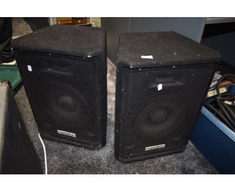 A pair of Meridian speaker cabinets