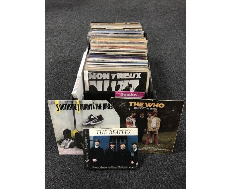 A large crate of vinyl LP's, rock, pop, including Rolling Stones, Beatles, The Who, etc 