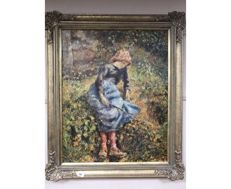 An Artagraph edition : Girl playing in garden, 62 cm x 77 cm, framed.