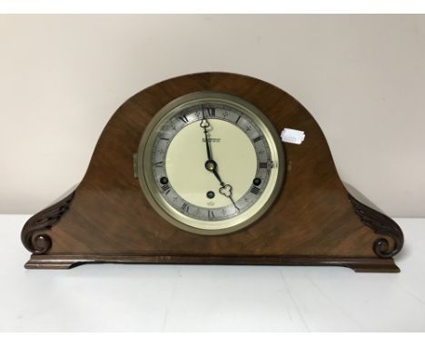A walnut cased mantle clock, the dial signed David Summerfield, Newcastle Upon Tyne
