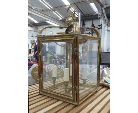 HALL LANTERN BY CHARLES EDWARDS, brass, 88cm H x 30cm D x 30cm W. 
