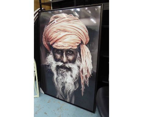 STUDY OF AN INDIAN GENTLEMAN, contemporary school print, 141cm x 105cm. 