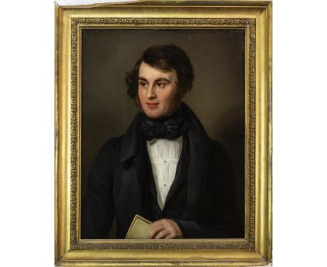 JOSEF ANTON MUXEL (GERMAN 1786 - 1842), PORTRAIT OF A GENTLEMAN oil on canvas, signed and dated 1830 70cm x 55cm Framed Label