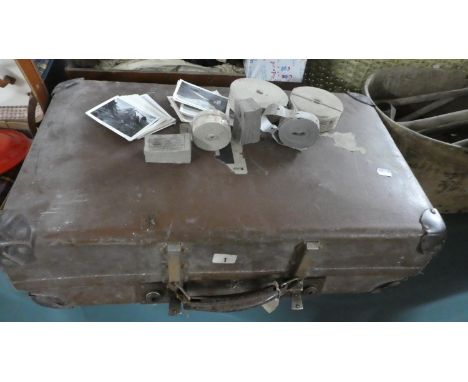 A Vintage Suitcase Containing Car Park and Bus Tickets, Photographs etc 