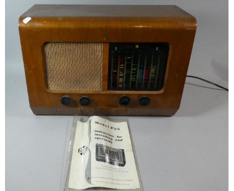 A Vintage Pye Walnut Cased Radio, 50cm Wide 