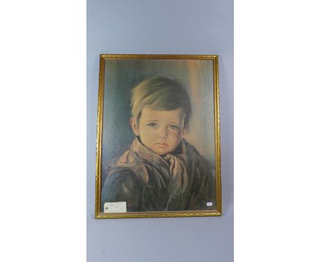 A Framed 1970's Print of Crying Boy, 68cm High 