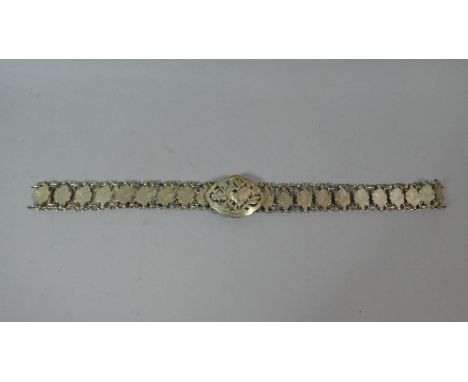 A White Metal Vintage Indian Belt, the Pierced Clasp Decorated with Cockerel 