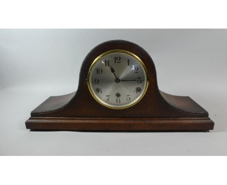 An Edwardian Oak Cased Westminster Chime Napoleon Hat Mantle Clock, 52cm Wide 