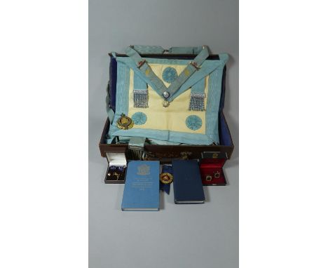 A Vintage Leather Case Containing Masonic Ephemera 