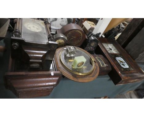 A Collection of Various Vintage Wall and Mantle Clocks for Spares 