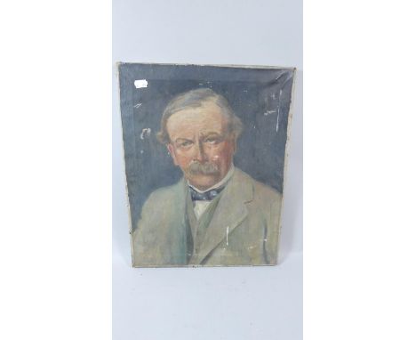 A Mounted but Unframed Oil Portrait of a David Lloyd George, 46cm x 36cm
