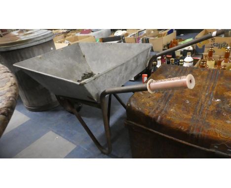 A Vintage Galvanised Garden Wheel Barrow by Ironcrete 