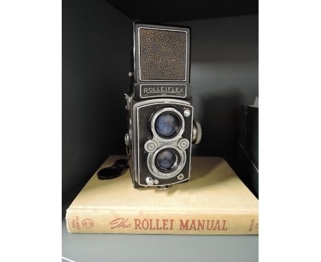 A Vintage Rolleiflex Automat reflex camera Serial No898610 with Carl Zeiss Tessar 3.5 lens in original leather cover, also VB