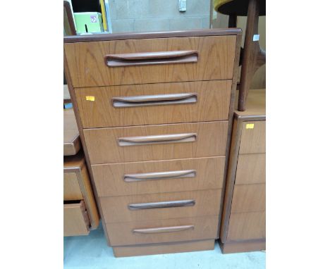 A vintage teak G plan chest of 6 narrow drawers