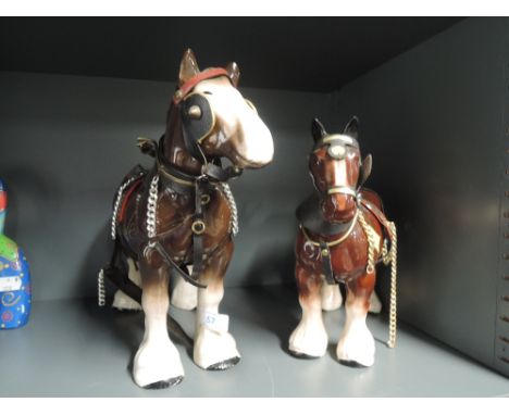 Two ceramic shire horse figures