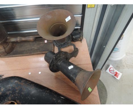 A pair of car or motor engine horns by Sparks Withington The Spartan