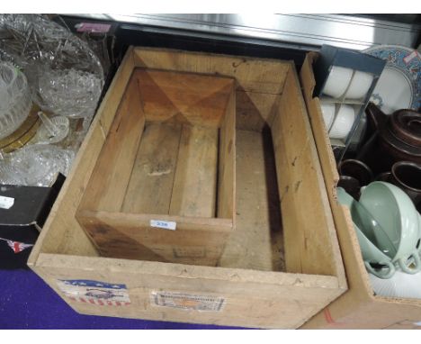 Two vintage wooden crates including Agar's