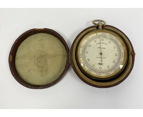 Early 20th century chrome cased Lufft (German) compensated pocket barometer, the silvered dial marked Opiker Ruhnke, no.10398