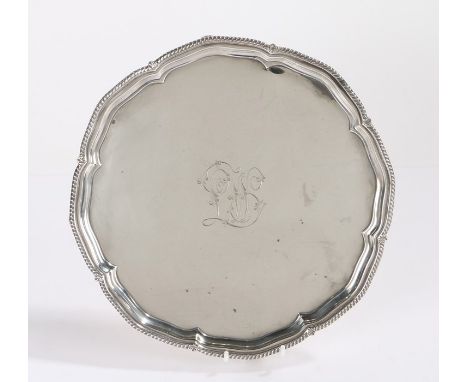 George V silver salver, London 1912, maker&nbsp;Harrison Brothers &amp; Howson (George Howson), with gadrooned border, the ce