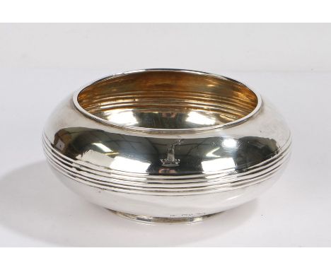 George IV silver sugar bowl, London 1929, maker Richard Pearce &amp; George Burrows, the body with reeded decoration and cres