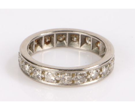 Diamond eternity ring, with nineteen diamonds to the white metal shank, ring size M&nbsp;