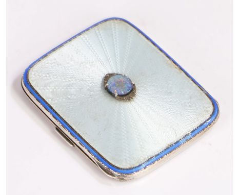 Edward VIII silver enamel and opal set cigarette case, Birmingham 1936, maker&nbsp;Adie Brothers Ltd. the white enamel cover 